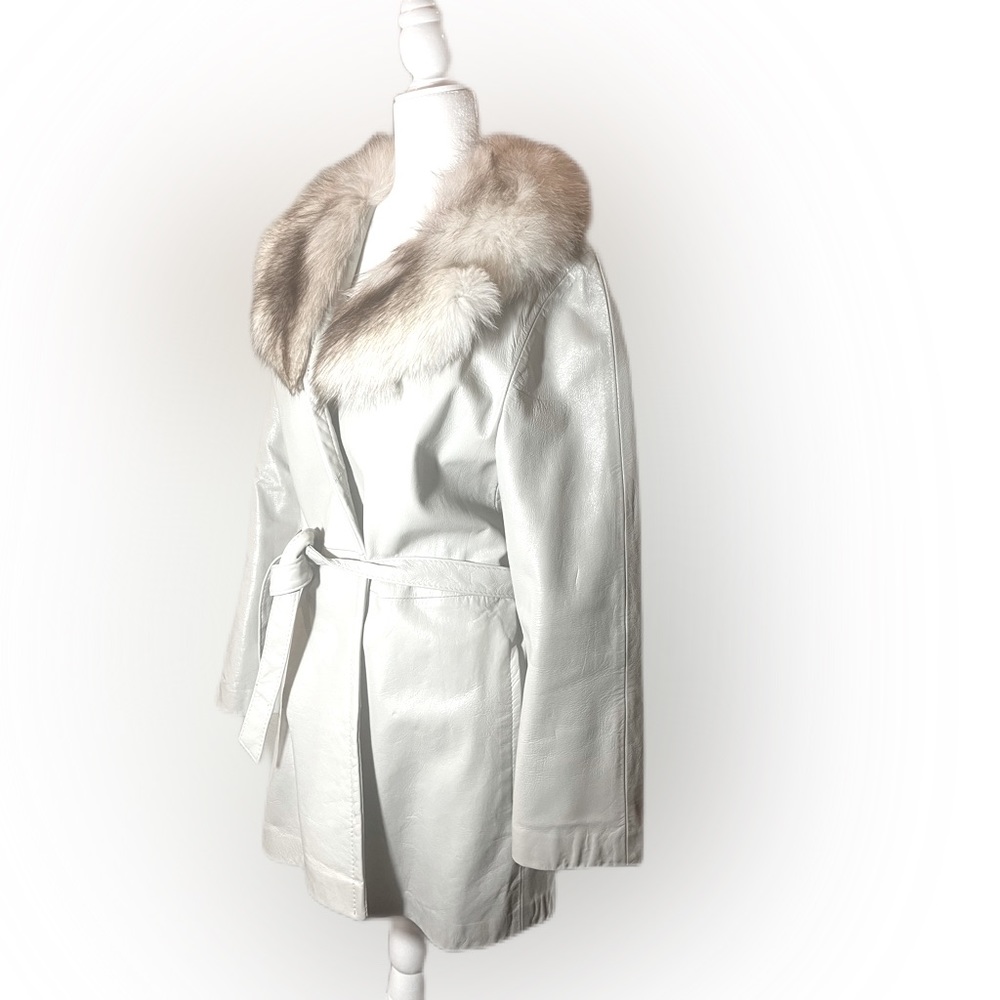 COPY - Vintage 1960s Peter Carisa Grey Leather Jacket with genuine fox fur coll…